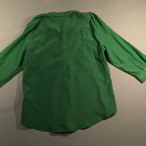 Liz Claiborne Shirt Womens XL 3/4 Sleeve Button Up Polka Dot Green